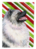 Keeshond Candy Cane Holiday Christmas House Flag 28x40 Porch Sleeve Pole Decorative Outside Yard Banner Artwork Wall Hanging, Polyester