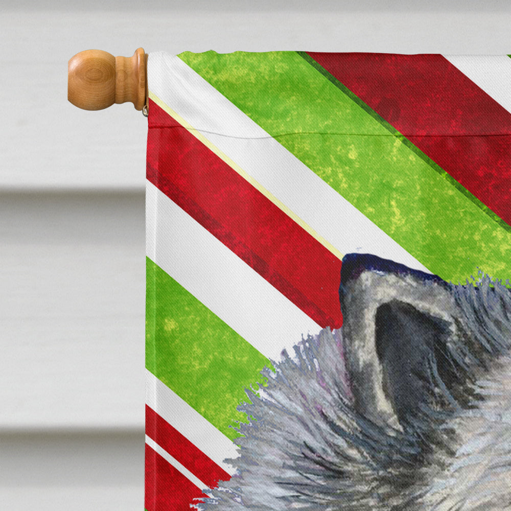 Keeshond Candy Cane Holiday Christmas House Flag 28x40 Porch Sleeve Pole Decorative Outside Yard Banner Artwork Wall Hanging, Polyester