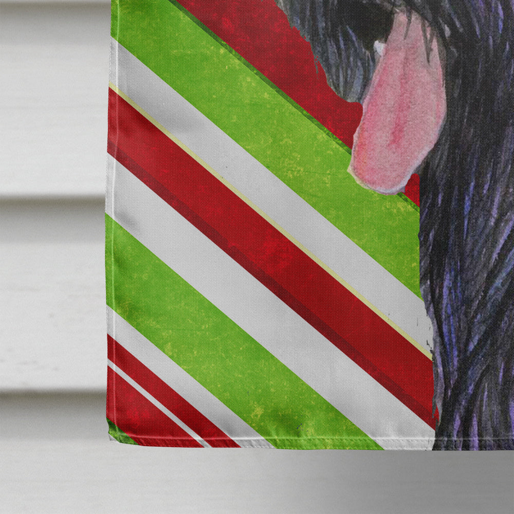 Briard Candy Cane Holiday Christmas House Flag 28x40 Porch Sleeve Pole Decorative Outside Yard Banner Artwork Wall Hanging, Polyester