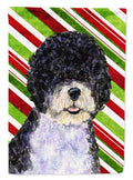 Portuguese Water Dog Candy Cane Holiday Christmas House Flag 28x40 Porch Sleeve Pole Decorative Outside Yard Banner Artwork Wall Hanging, Polyester