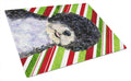 Portuguese Water Dog Candy Cane Holiday Christmas Cutting Board Tempered Glass Kitchen Cutting Surface, Heat Resistant Chopping, Non-Slip Feet, Food Prep & Serving