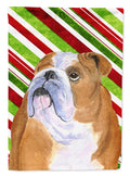 Bulldog English Candy Cane Holiday Christmas House Flag 28x40 Porch Sleeve Pole Decorative Outside Yard Banner Artwork Wall Hanging, Polyester