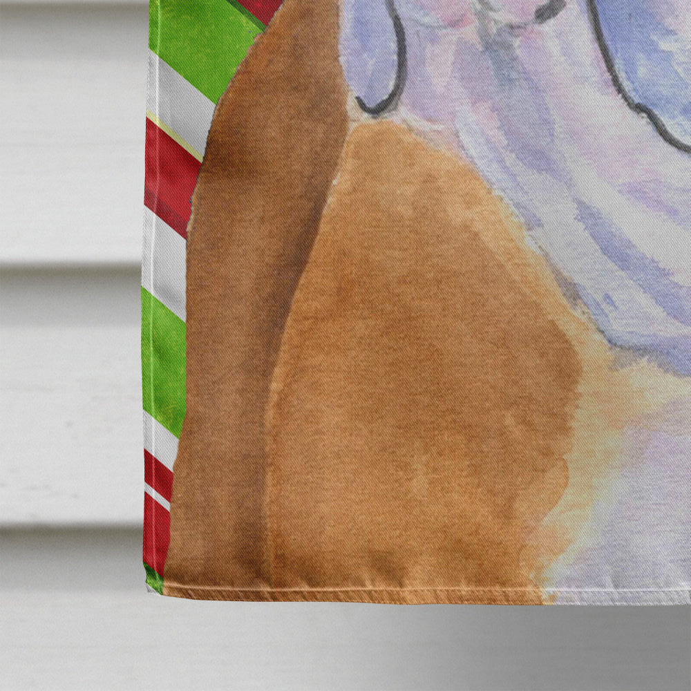 Bulldog English Candy Cane Holiday Christmas House Flag 28x40 Porch Sleeve Pole Decorative Outside Yard Banner Artwork Wall Hanging, Polyester