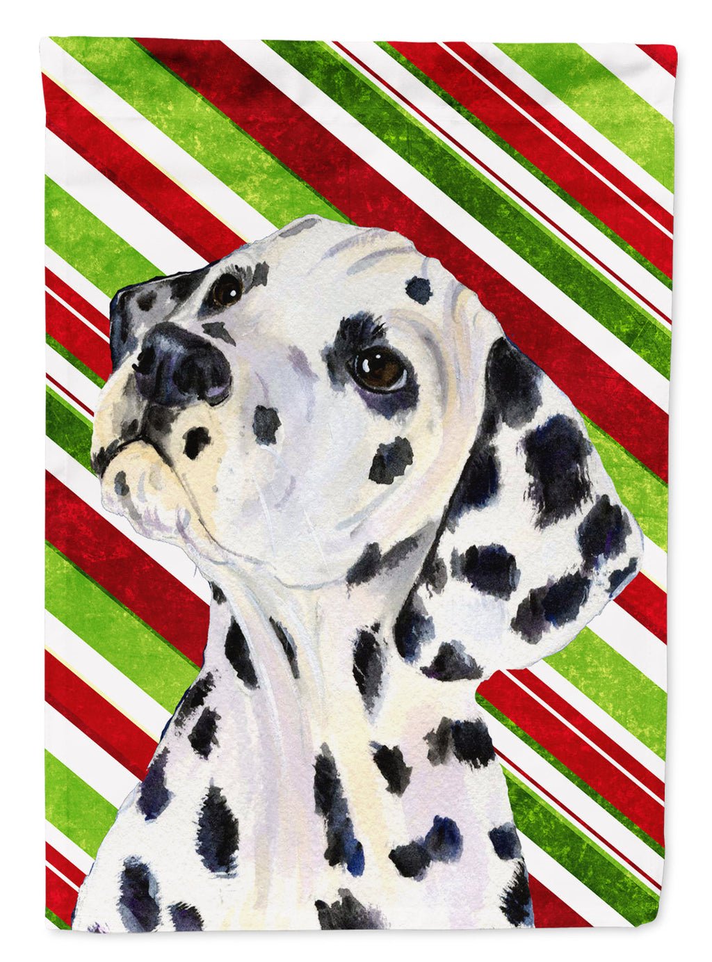 Dalmatian Candy Cane Holiday Christmas House Flag 28x40 Porch Sleeve Pole Decorative Outside Yard Banner Artwork Wall Hanging, Polyester