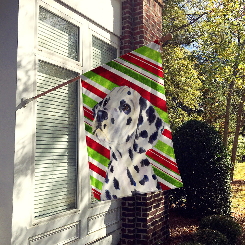 Dalmatian Candy Cane Holiday Christmas House Flag 28x40 Porch Sleeve Pole Decorative Outside Yard Banner Artwork Wall Hanging, Polyester