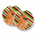 Brussels Griffon Candy Cane Holiday Christmas Set of 2 Cup Holder Car Coasters Absorbent Round Sandstone Coasters Gifts for Men or Women, 2.5, Multicolor