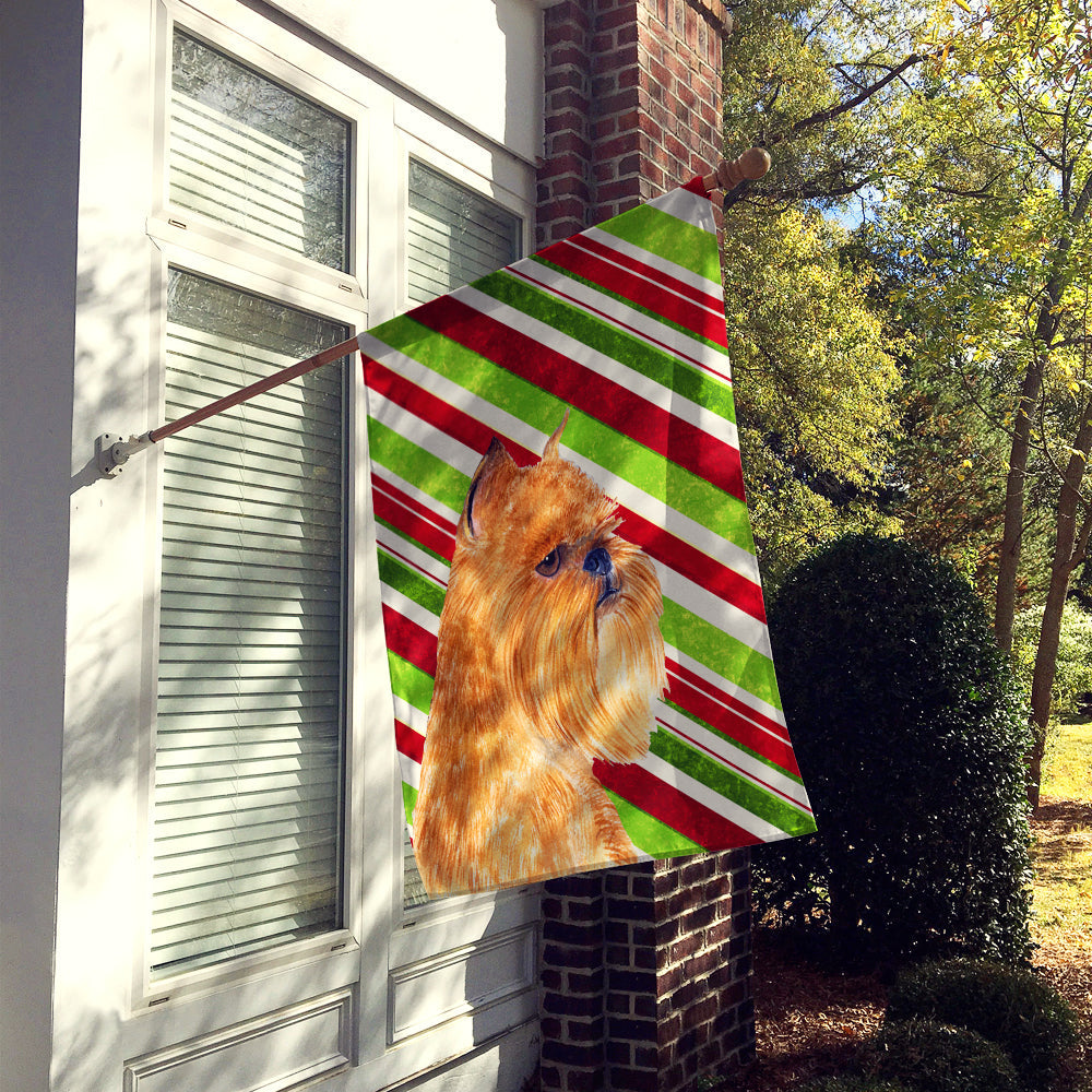 Brussels Griffon Candy Cane Holiday Christmas House Flag 28x40 Porch Sleeve Pole Decorative Outside Yard Banner Artwork Wall Hanging, Polyester