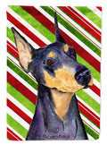 Doberman Candy Cane Holiday Christmas House Flag 28x40 Porch Sleeve Pole Decorative Outside Yard Banner Artwork Wall Hanging, Polyester