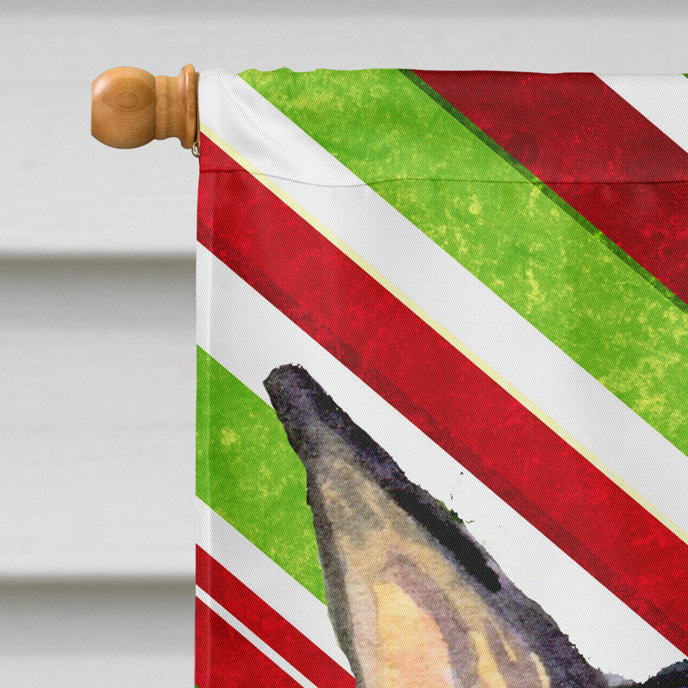 Doberman Candy Cane Holiday Christmas House Flag 28x40 Porch Sleeve Pole Decorative Outside Yard Banner Artwork Wall Hanging, Polyester
