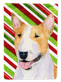 Bull Terrier Candy Cane Holiday Christmas House Flag 28x40 Porch Sleeve Pole Decorative Outside Yard Banner Artwork Wall Hanging, Polyester