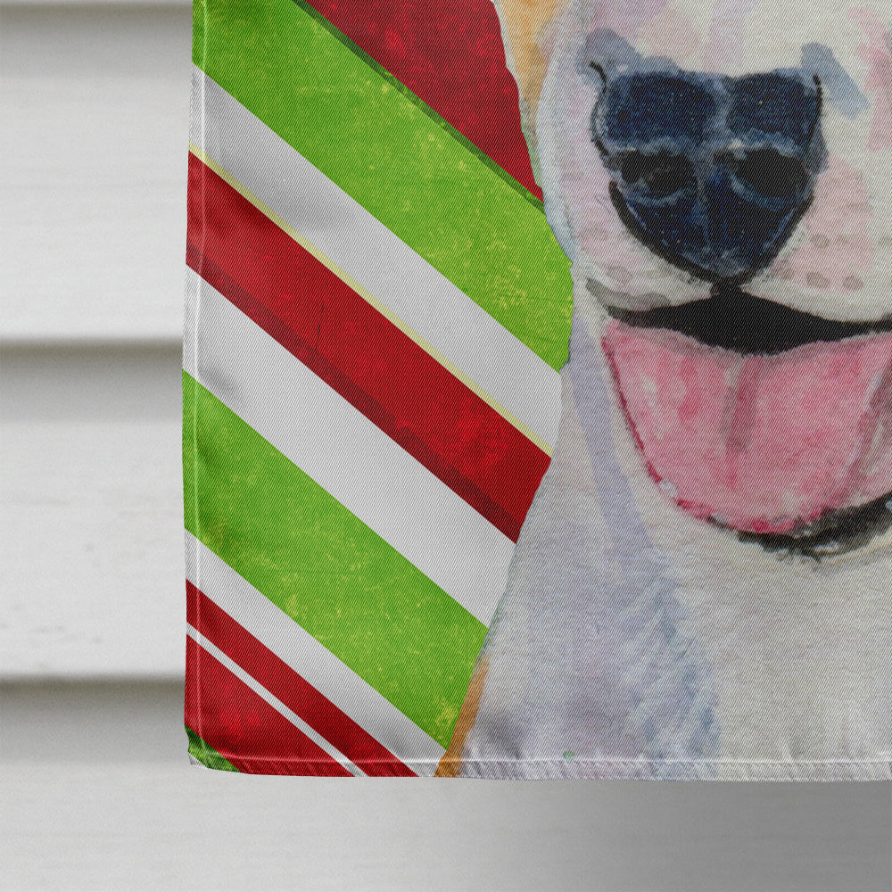 Bull Terrier Candy Cane Holiday Christmas House Flag 28x40 Porch Sleeve Pole Decorative Outside Yard Banner Artwork Wall Hanging, Polyester