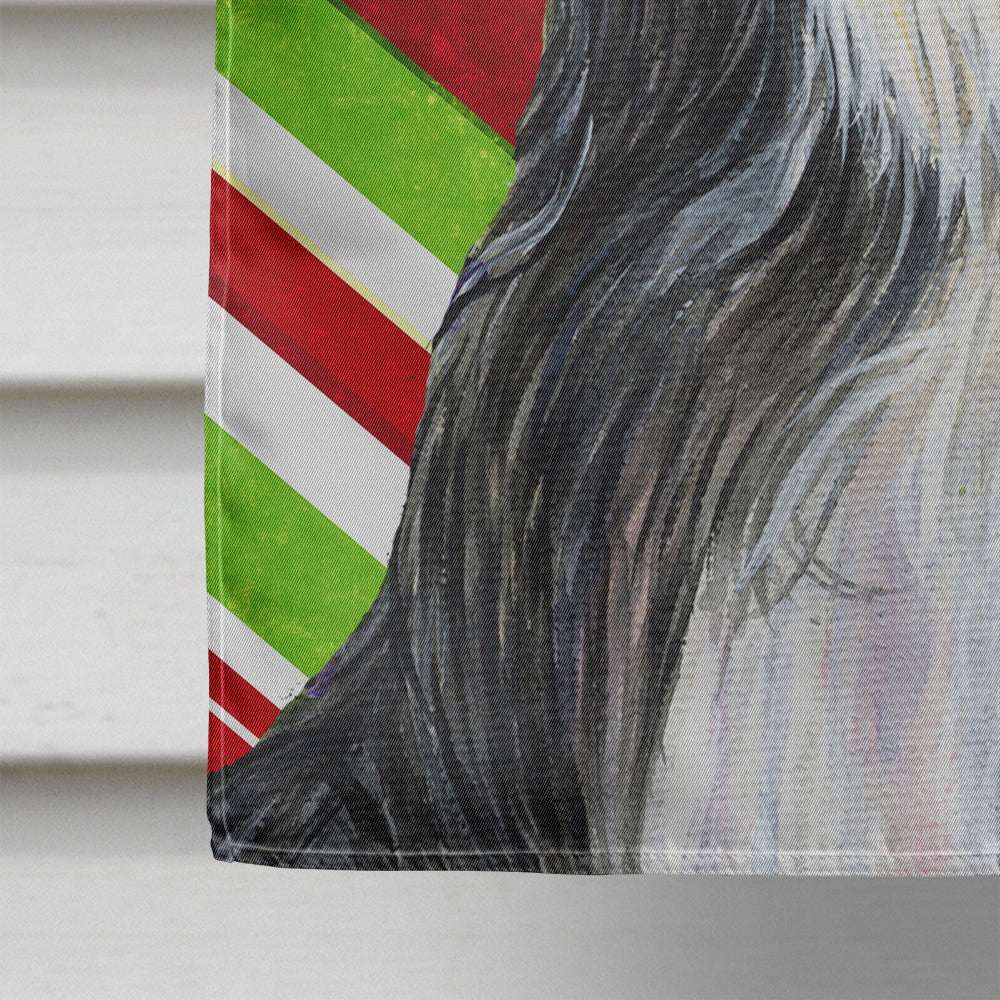 Bearded Collie Candy Cane Holiday Christmas House Flag 28x40 Porch Sleeve Pole Decorative Outside Yard Banner Artwork Wall Hanging, Polyester