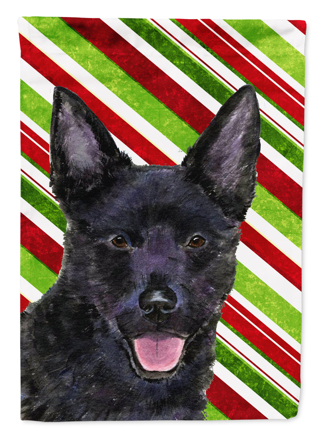 Australian Kelpie Candy Cane Holiday Christmas House Flag 28x40 Porch Sleeve Pole Decorative Outside Yard Banner Artwork Wall Hanging, Polyester
