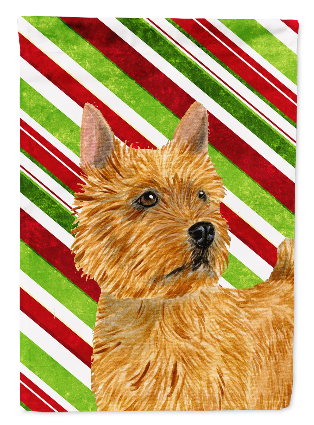 Norwich Terrier Candy Cane Holiday Christmas House Flag 28x40 Porch Sleeve Pole Decorative Outside Yard Banner Artwork Wall Hanging, Polyester