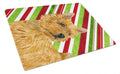 Norwich Terrier Candy Cane Holiday Christmas Cutting Board Tempered Glass Kitchen Cutting Surface, Heat Resistant Chopping, Non-Slip Feet, Food Prep & Serving