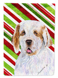 Clumber Spaniel Candy Cane Holiday Christmas House Flag 28x40 Porch Sleeve Pole Decorative Outside Yard Banner Artwork Wall Hanging, Polyester
