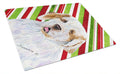 Clumber Spaniel Candy Cane Holiday Christmas Cutting Board Tempered Glass Kitchen Cutting Surface, Heat Resistant Chopping, Non-Slip Feet, Food Prep & Serving
