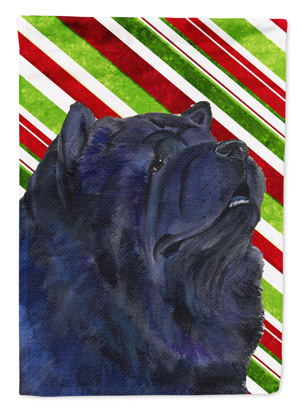 Chow Chow Candy Cane Holiday Christmas House Flag 28x40 Porch Sleeve Pole Decorative Outside Yard Banner Artwork Wall Hanging, Polyester