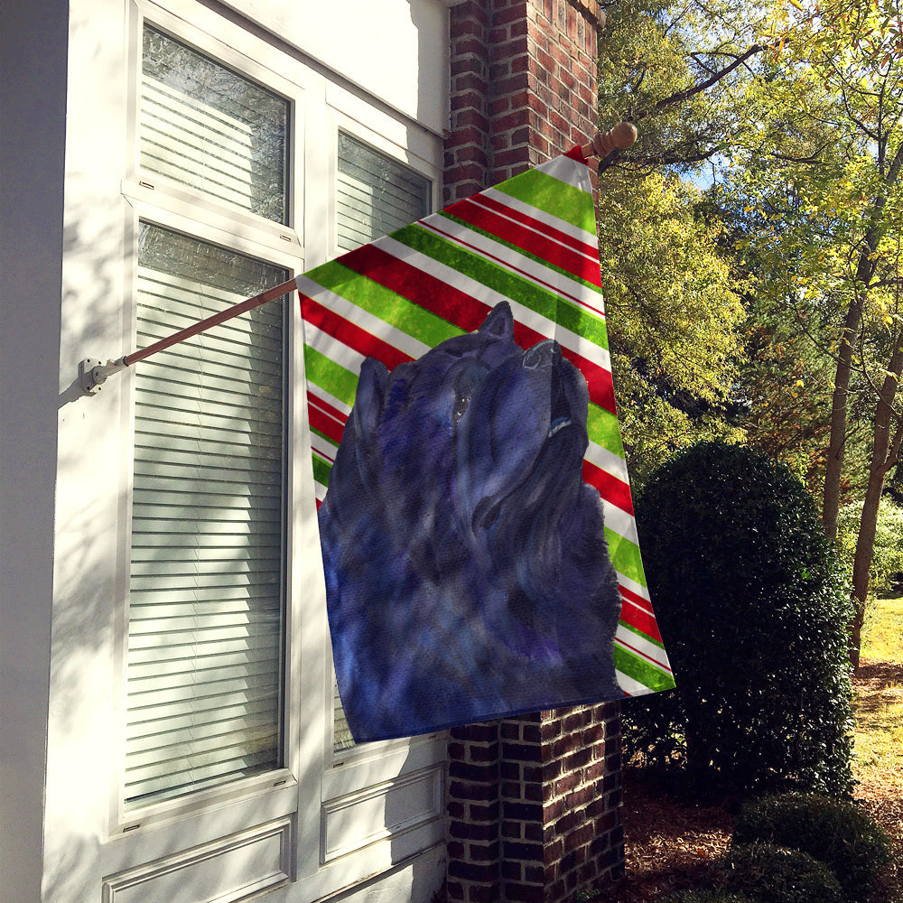 Chow Chow Candy Cane Holiday Christmas House Flag 28x40 Porch Sleeve Pole Decorative Outside Yard Banner Artwork Wall Hanging, Polyester