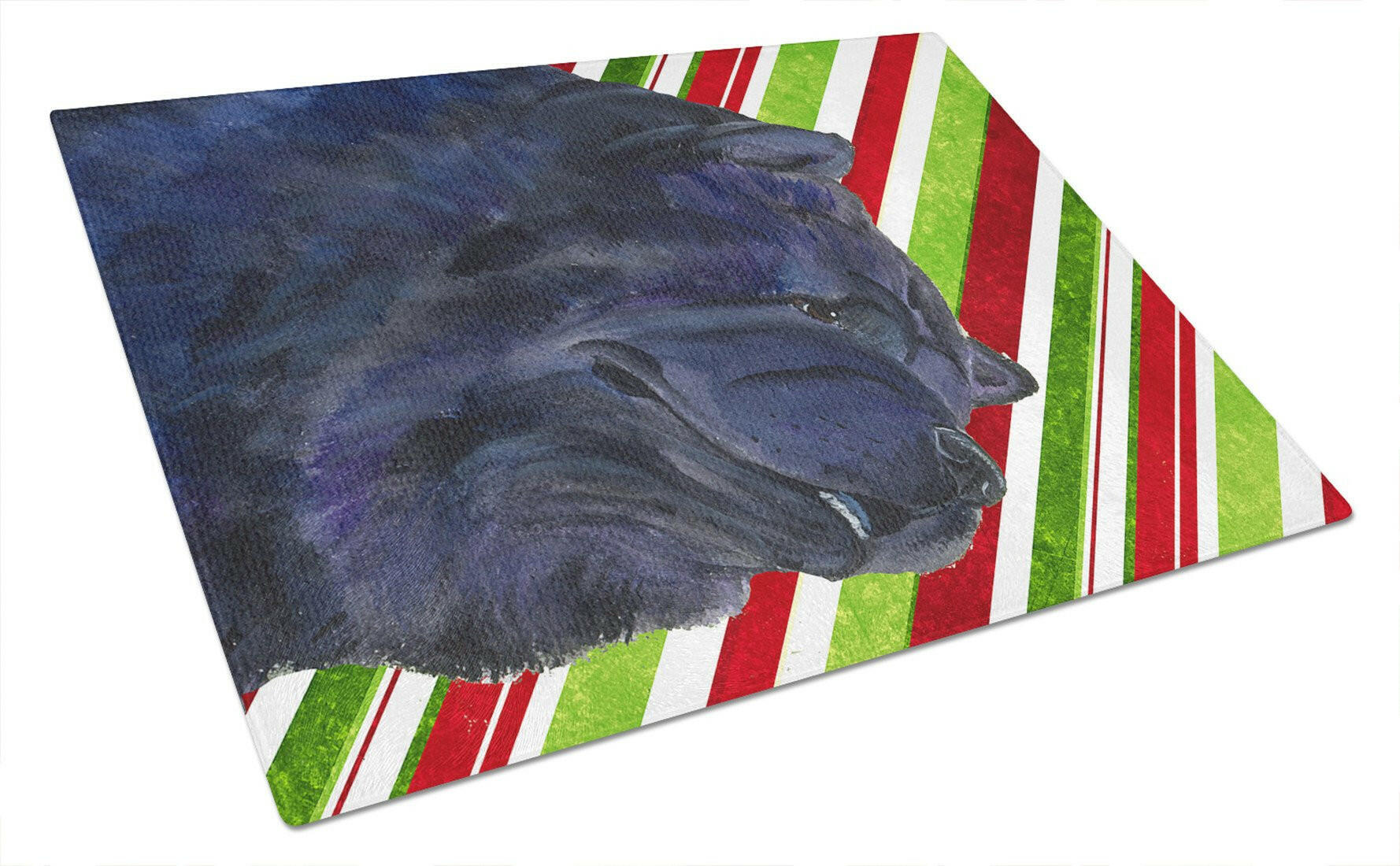 Chow Chow Candy Cane Holiday Christmas Cutting Board Tempered Glass Kitchen Cutting Surface, Heat Resistant Chopping, Non-Slip Feet, Food Prep & Serving