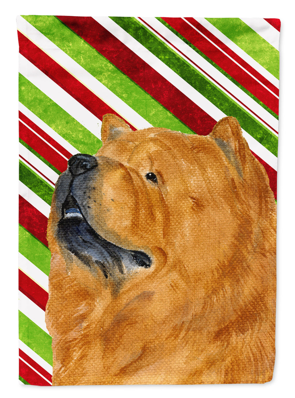 Chow Chow Candy Cane Holiday Christmas House Flag 28x40 Porch Sleeve Pole Decorative Outside Yard Banner Artwork Wall Hanging, Polyester