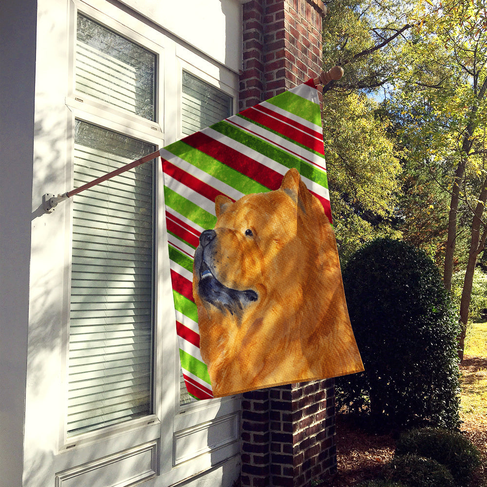 Chow Chow Candy Cane Holiday Christmas House Flag 28x40 Porch Sleeve Pole Decorative Outside Yard Banner Artwork Wall Hanging, Polyester