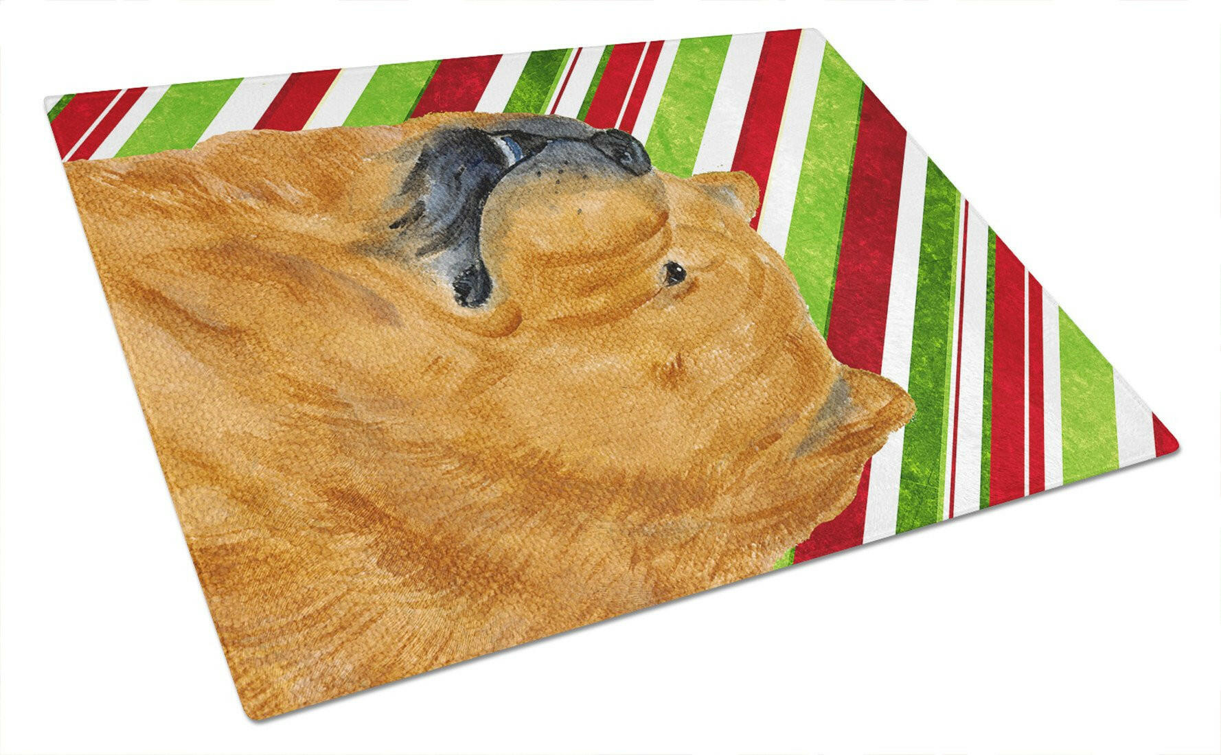 Chow Chow Candy Cane Holiday Christmas Cutting Board Tempered Glass Kitchen Cutting Surface, Heat Resistant Chopping, Non-Slip Feet, Food Prep & Serving