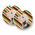 Dandie Dinmont Terrier Candy Cane Holiday Christmas Set of 2 Cup Holder Car Coasters Absorbent Round Sandstone Coasters Gifts for Men or Women, 2.5, Multicolor