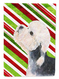 Dandie Dinmont Terrier Candy Cane Holiday Christmas House Flag 28x40 Porch Sleeve Pole Decorative Outside Yard Banner Artwork Wall Hanging, Polyester