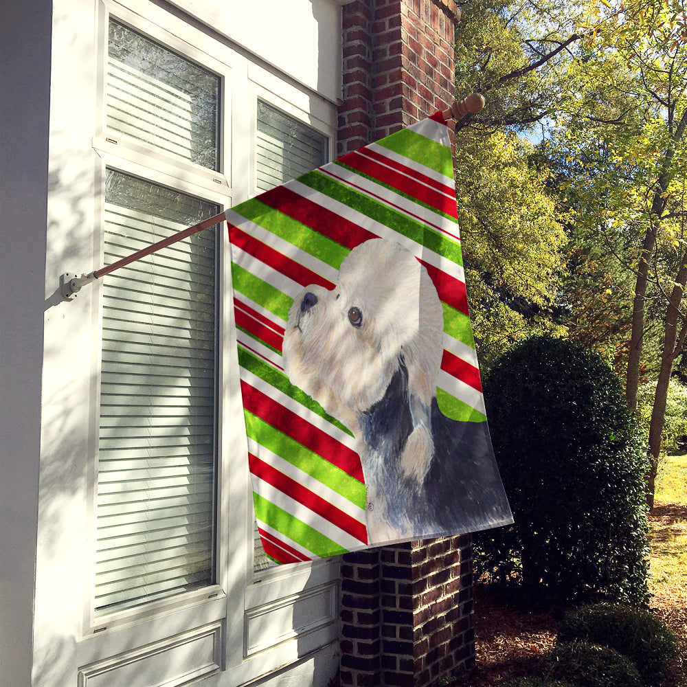 Dandie Dinmont Terrier Candy Cane Holiday Christmas House Flag 28x40 Porch Sleeve Pole Decorative Outside Yard Banner Artwork Wall Hanging, Polyester
