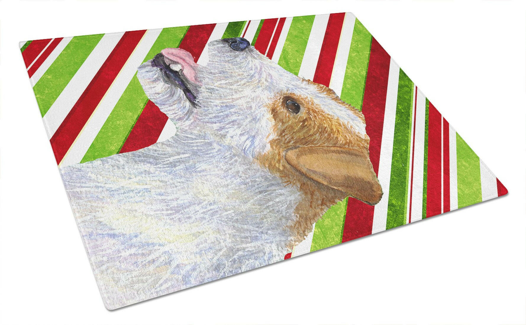 Jack Russell Terrier Candy Cane Holiday Christmas Cutting Board Tempered Glass Kitchen Cutting Surface, Heat Resistant Chopping, Non-Slip Feet, Food Prep & Serving