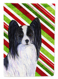 Papillon Candy Cane Holiday Christmas House Flag 28x40 Porch Sleeve Pole Decorative Outside Yard Banner Artwork Wall Hanging, Polyester