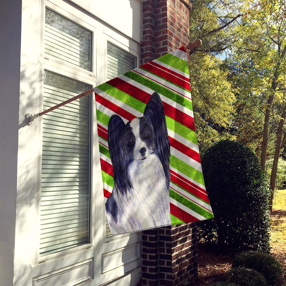 Papillon Candy Cane Holiday Christmas House Flag 28x40 Porch Sleeve Pole Decorative Outside Yard Banner Artwork Wall Hanging, Polyester