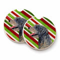 Irish Wolfhound Candy Cane Holiday Christmas Set of 2 Cup Holder Car Coasters Absorbent Round Sandstone Coasters Gifts for Men or Women, 2.5, Multicolor