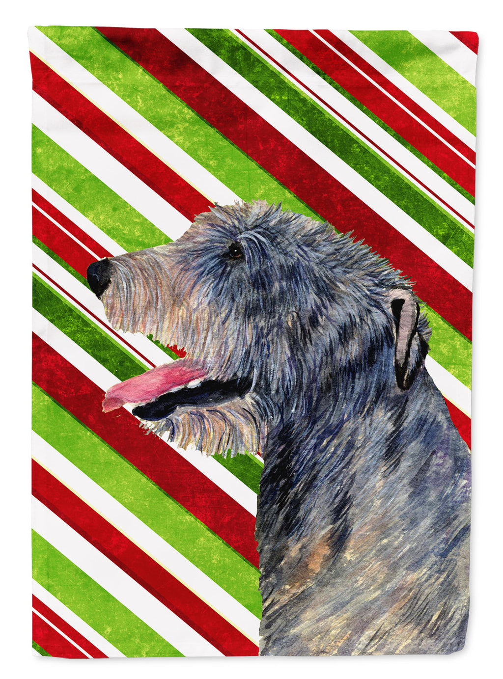 Irish Wolfhound Candy Cane Holiday Christmas House Flag 28x40 Porch Sleeve Pole Decorative Outside Yard Banner Artwork Wall Hanging, Polyester