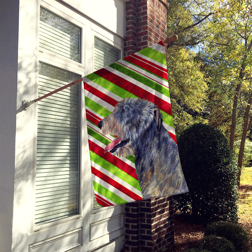 Irish Wolfhound Candy Cane Holiday Christmas House Flag 28x40 Porch Sleeve Pole Decorative Outside Yard Banner Artwork Wall Hanging, Polyester