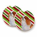 English Toy Spaniel Candy Cane Holiday Christmas Set of 2 Cup Holder Car Coasters Absorbent Round Sandstone Coasters Gifts for Men or Women, 2.5, Multicolor
