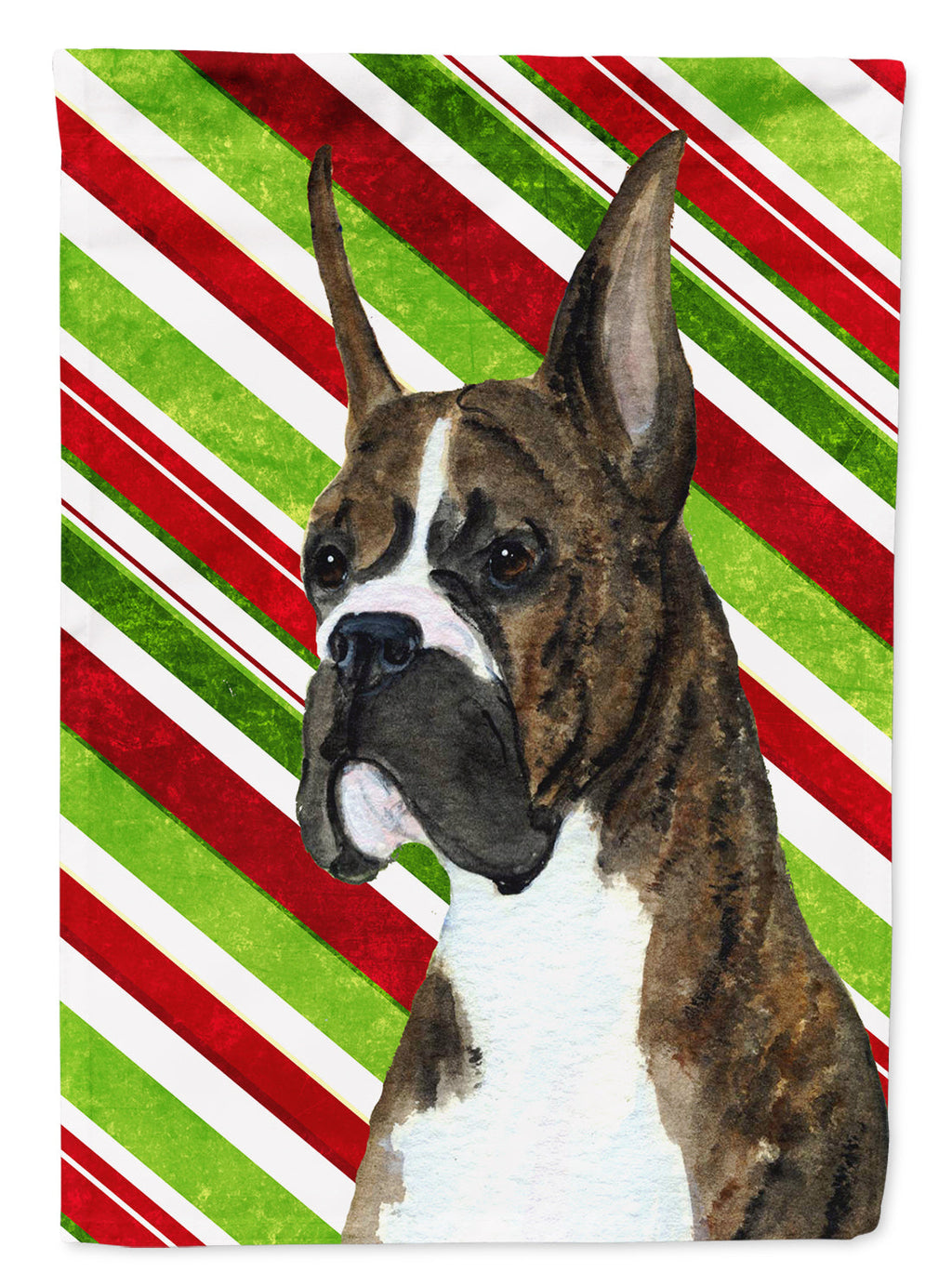 Boxer Candy Cane Holiday Christmas House Flag 28x40 Porch Sleeve Pole Decorative Outside Yard Banner Artwork Wall Hanging, Polyester