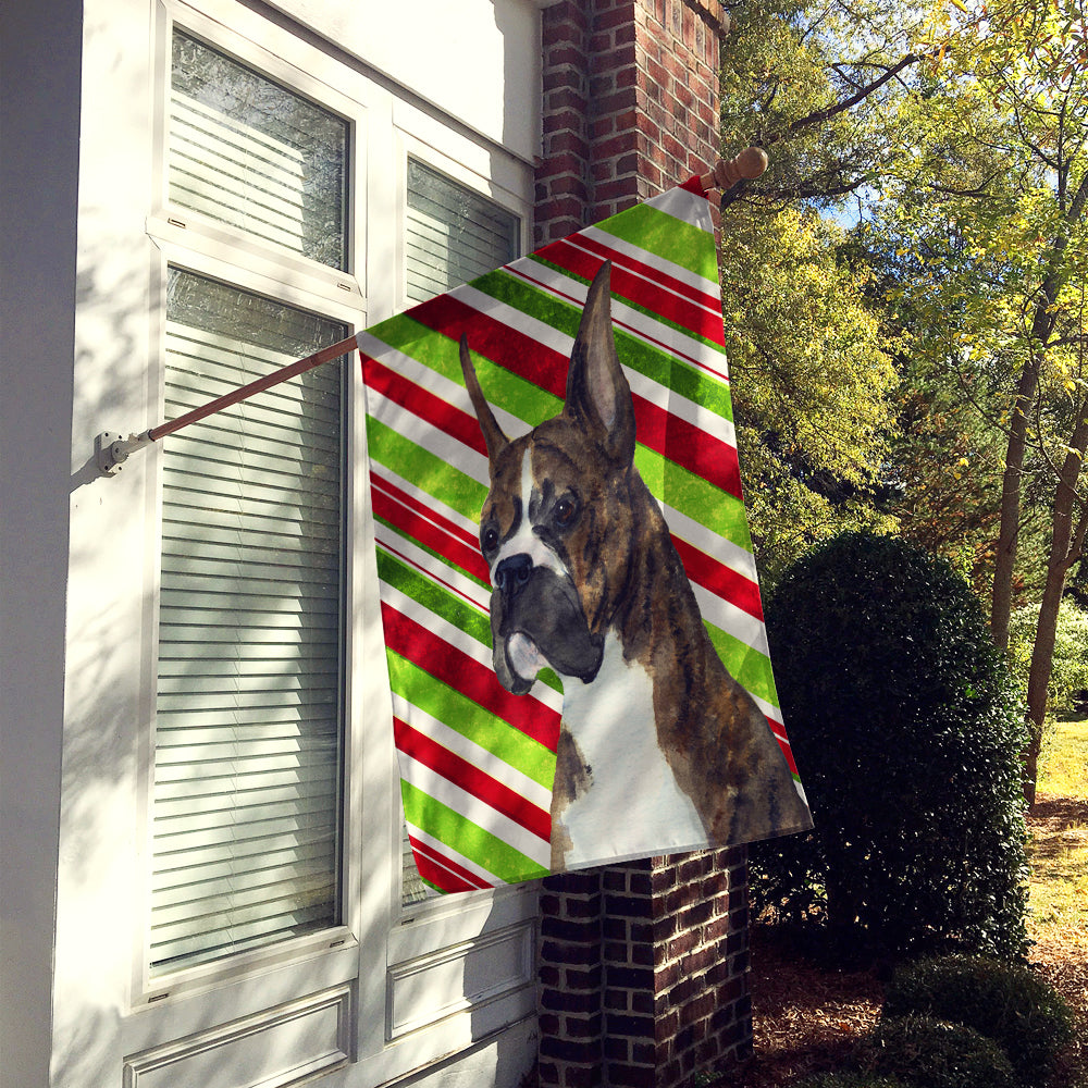 Boxer Candy Cane Holiday Christmas House Flag 28x40 Porch Sleeve Pole Decorative Outside Yard Banner Artwork Wall Hanging, Polyester