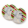 Boxer Candy Cane Holiday Christmas Set of 2 Cup Holder Car Coasters Absorbent Round Sandstone Coasters Gifts for Men or Women, 2.5, Multicolor