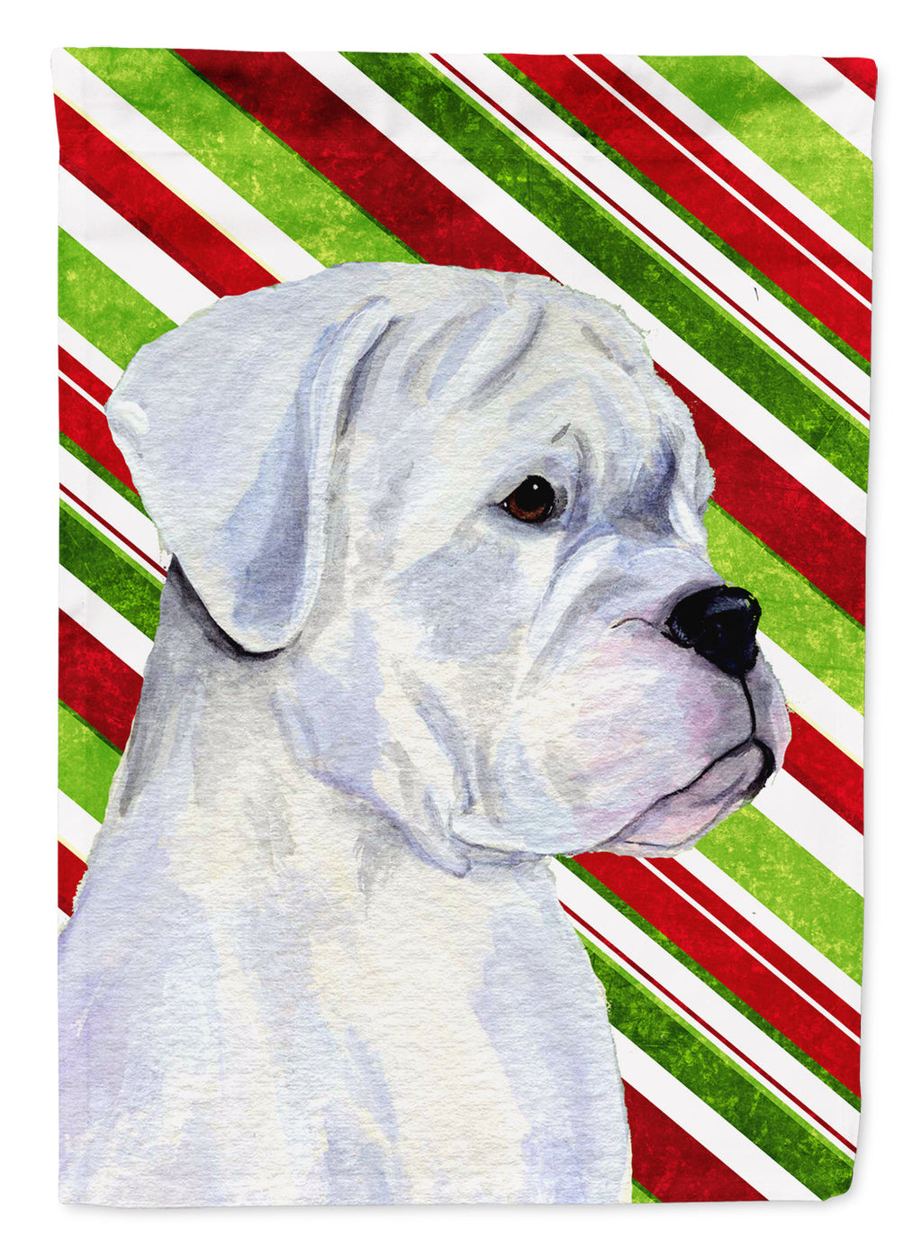 Boxer Candy Cane Holiday Christmas House Flag 28x40 Porch Sleeve Pole Decorative Outside Yard Banner Artwork Wall Hanging, Polyester
