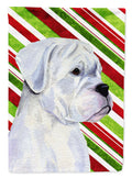 Boxer Candy Cane Holiday Christmas House Flag 28x40 Porch Sleeve Pole Decorative Outside Yard Banner Artwork Wall Hanging, Polyester