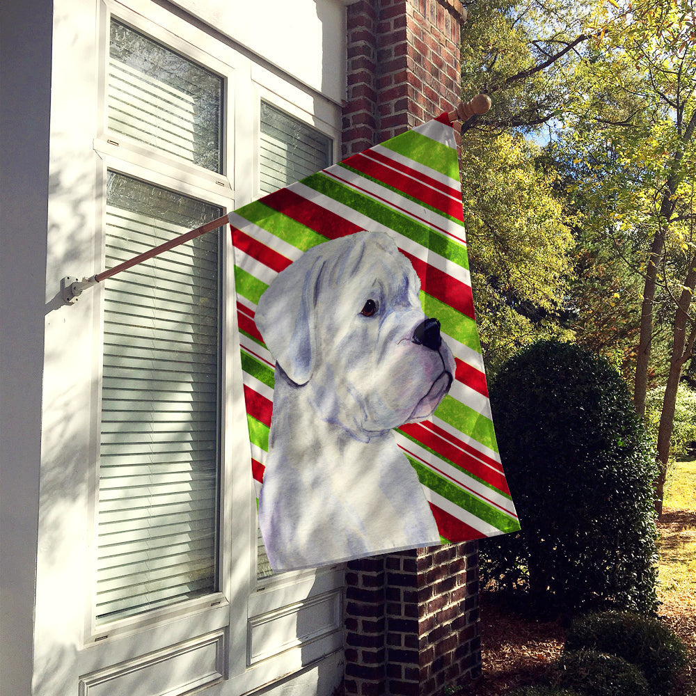 Boxer Candy Cane Holiday Christmas House Flag 28x40 Porch Sleeve Pole Decorative Outside Yard Banner Artwork Wall Hanging, Polyester