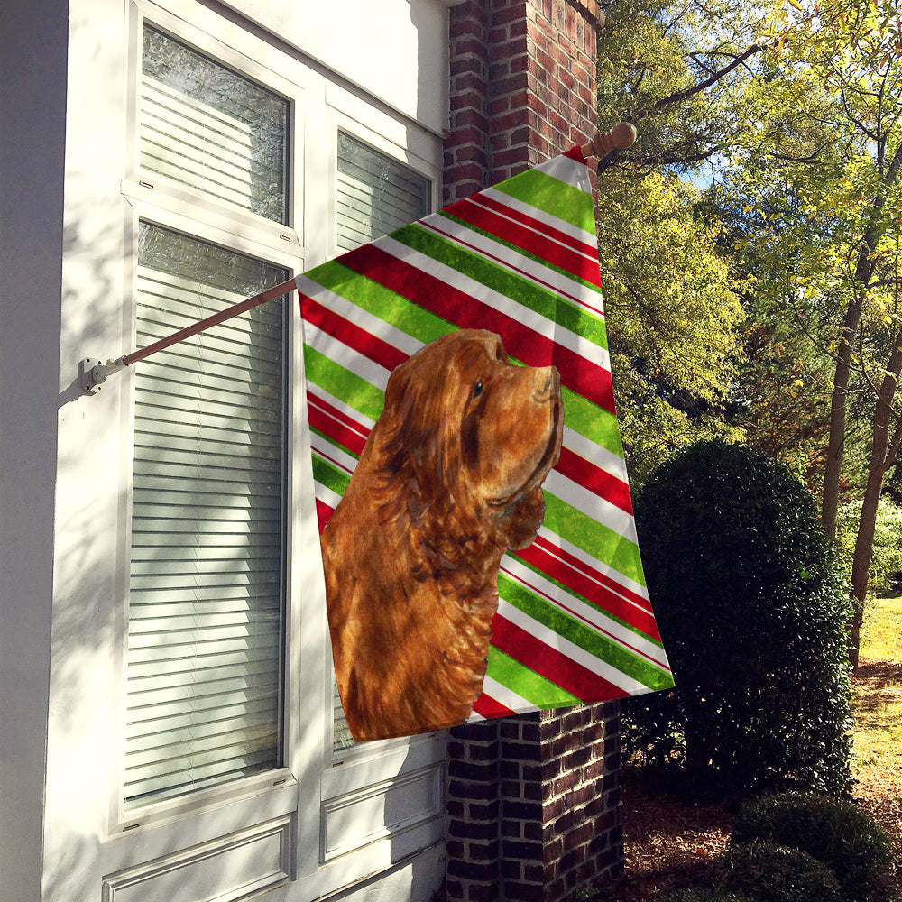 Sussex Spaniel Candy Cane Holiday Christmas House Flag 28x40 Porch Sleeve Pole Decorative Outside Yard Banner Artwork Wall Hanging, Polyester