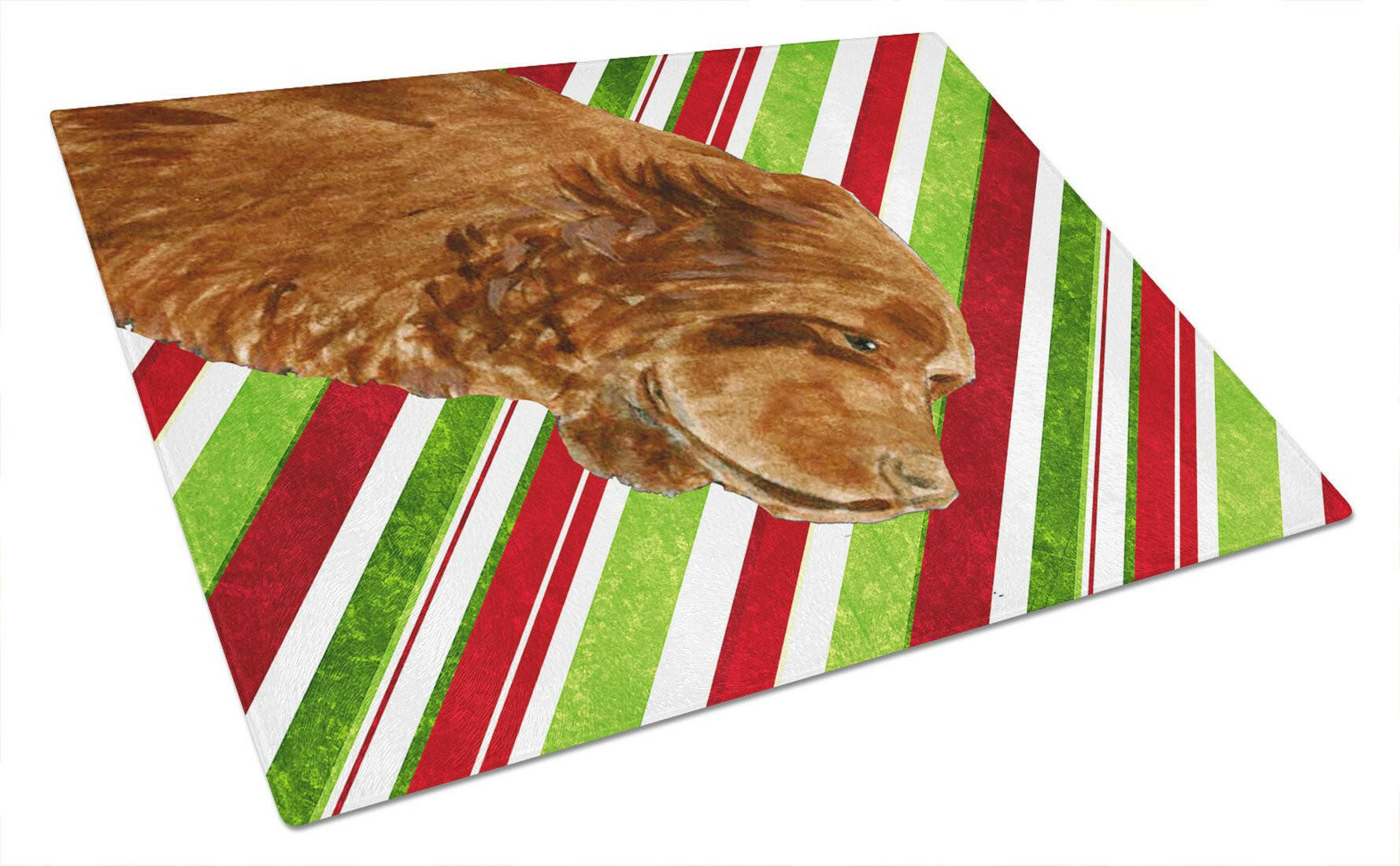 Sussex Spaniel Candy Cane Holiday Christmas Cutting Board Tempered Glass Kitchen Cutting Surface, Heat Resistant Chopping, Non-Slip Feet, Food Prep & Serving