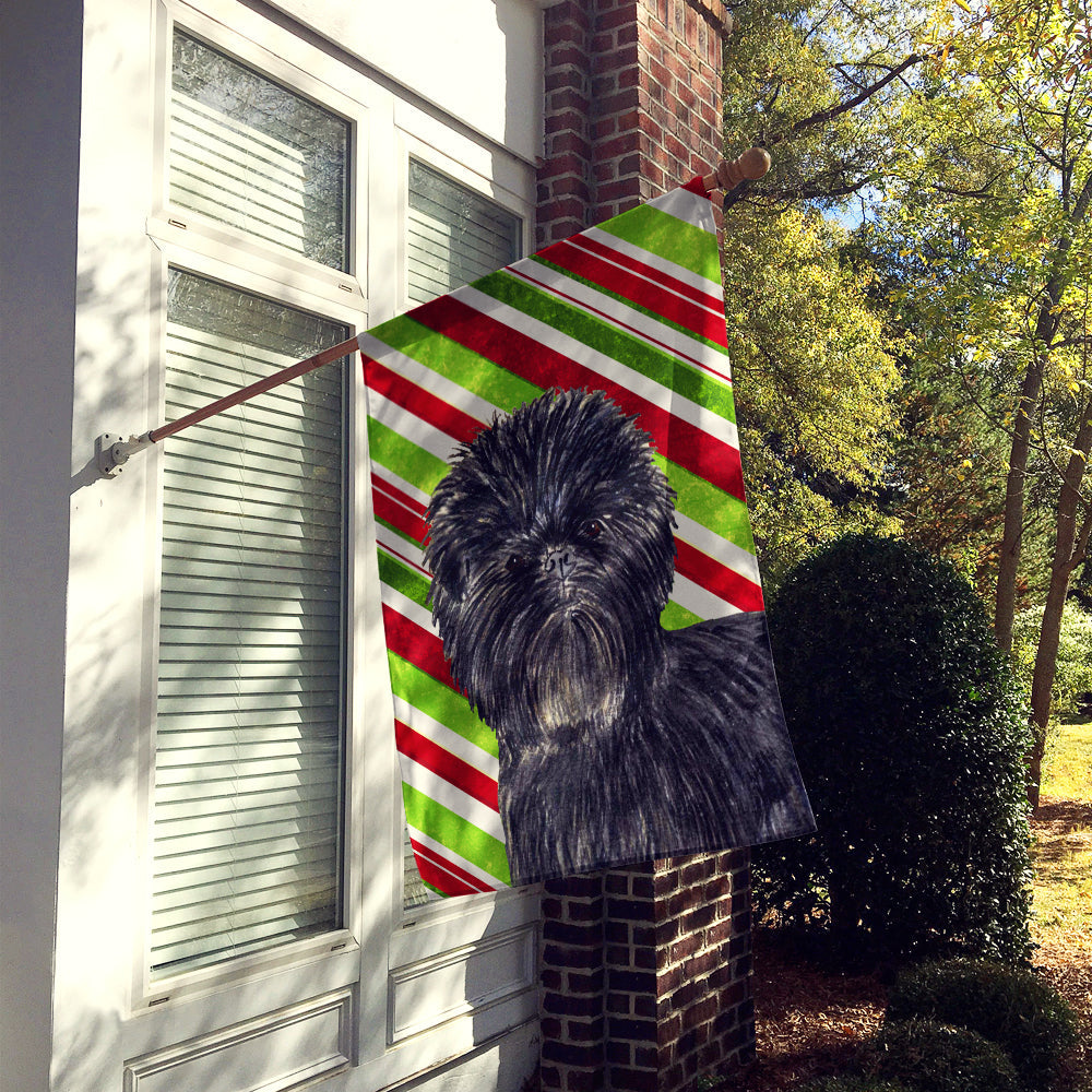 Affenpinscher Candy Cane Holiday Christmas House Flag 28x40 Porch Sleeve Pole Decorative Outside Yard Banner Artwork Wall Hanging, Polyester