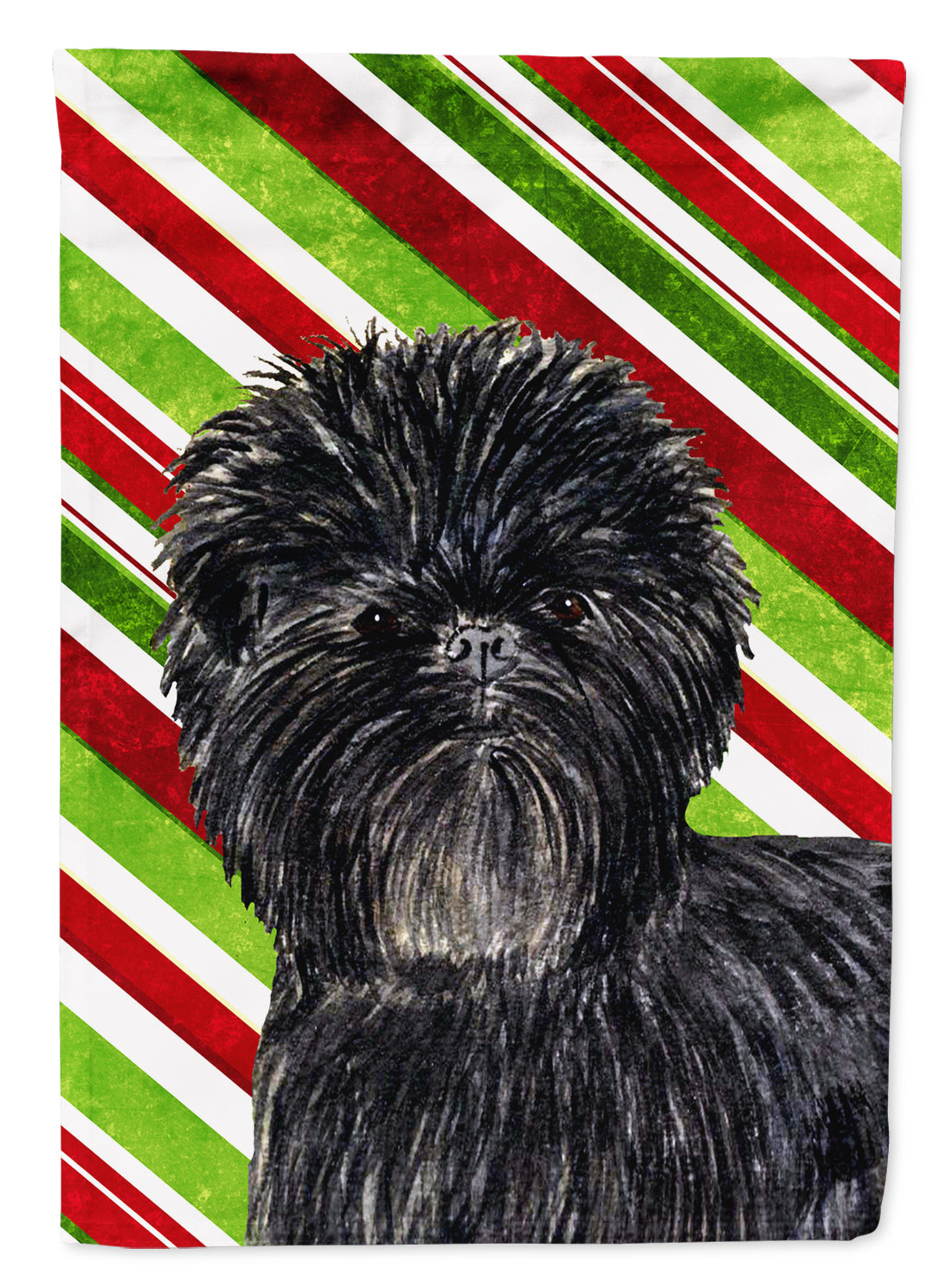 Affenpinscher Candy Cane Holiday Christmas Garden Flag Mailbox Decorative Yard Banner Outside Patio Artwork for Flower Beds, Garden Size, Multicolor