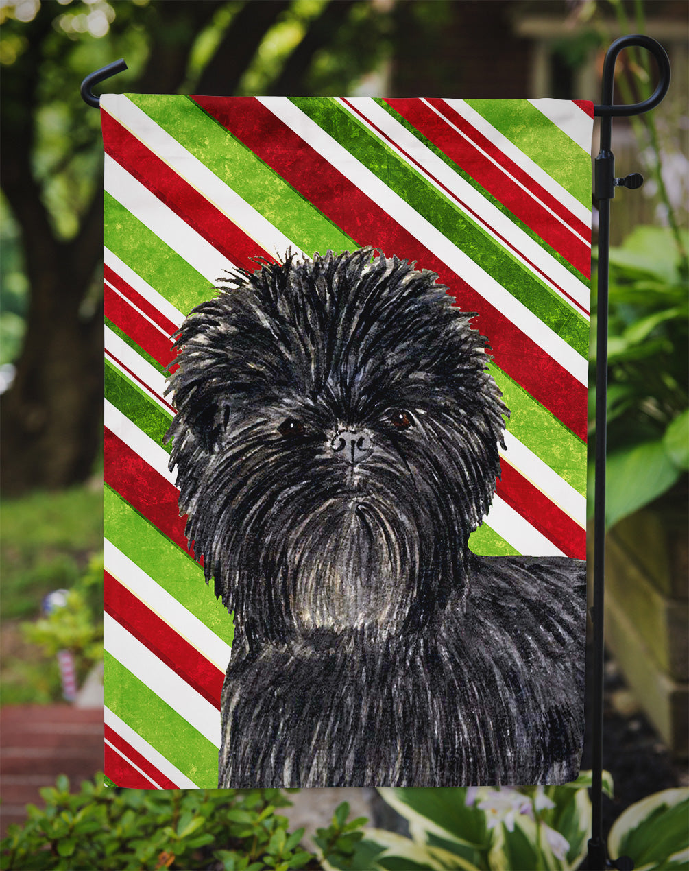Affenpinscher Candy Cane Holiday Christmas Garden Flag Mailbox Decorative Yard Banner Outside Patio Artwork for Flower Beds, Garden Size, Multicolor