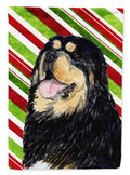 Tibetan Mastiff Candy Cane Holiday Christmas House Flag 28x40 Porch Sleeve Pole Decorative Outside Yard Banner Artwork Wall Hanging, Polyester