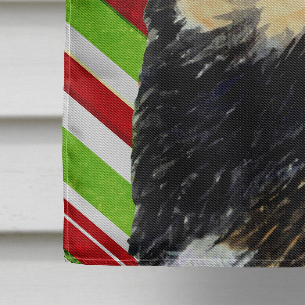Tibetan Mastiff Candy Cane Holiday Christmas House Flag 28x40 Porch Sleeve Pole Decorative Outside Yard Banner Artwork Wall Hanging, Polyester